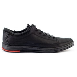 Polbut Chaussures casual en cuir pour hommes K22N noir