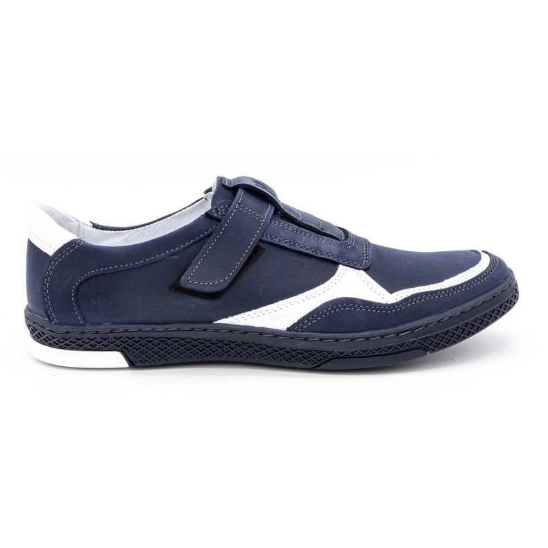 Polbut Chaussures décontractées en cuir pour hommes 2102 bleu marine avec blanc blanche