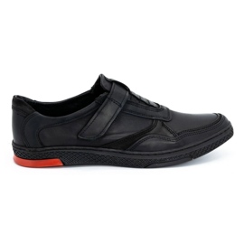Polbut Chaussures décontractées en cuir pour hommes 2102 noir avec rouge le noir