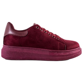 SHELOVET Baskets en daim sur la plate-forme rouge SHELOVET Baskets en daim sur la plate-forme rouge