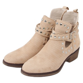 Boots coupées à clous beige NS196P Beige