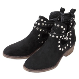 Boots coupées avec clous noirs NS196P Noir