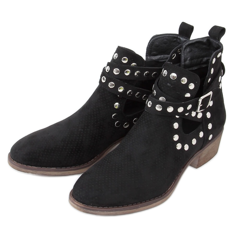 Boots coupées avec clous noirs NS196P Noir le noir