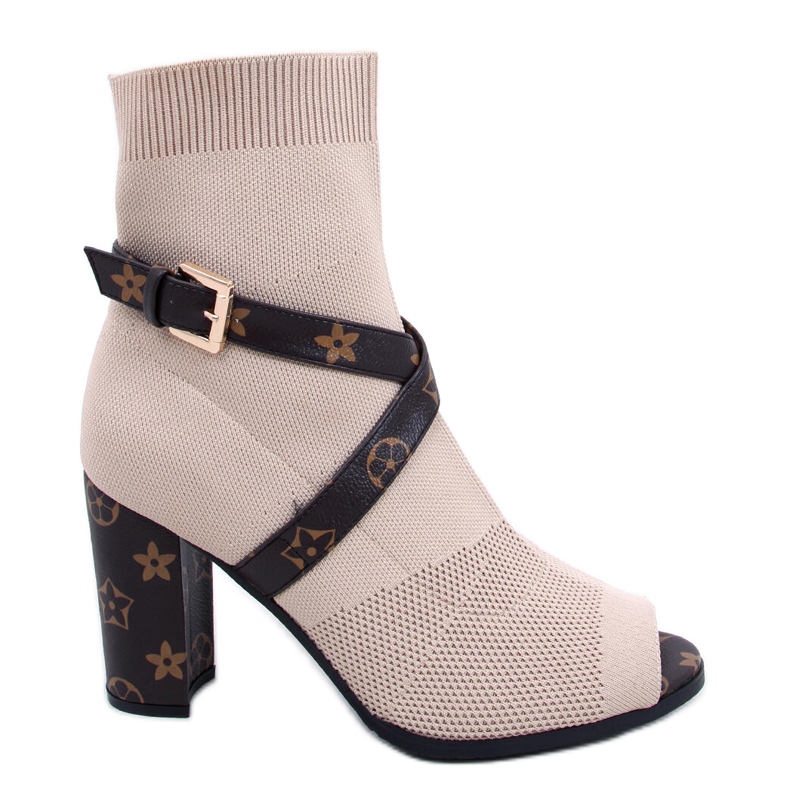 Bottines à talons ouvertes beiges NS183 Beige