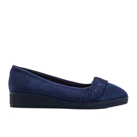 Ballerines en daim sur le talon compensé Maritza bleu marin