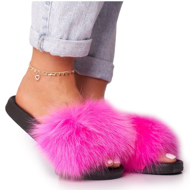 PS1 Chaussons femme fourrure Belmondo fuchsia rose PS1 Chaussons femme fourrure Belmondo fuchsia rose