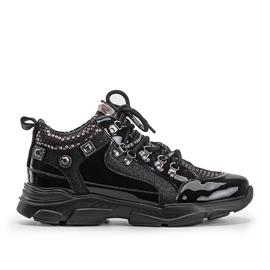 Baskets compensées noires Giovanna