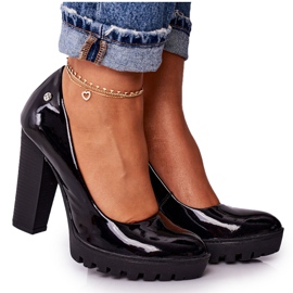 Escarpins Sur Une Barre Et Plateforme Maciejka Laqué Noir 02629-05