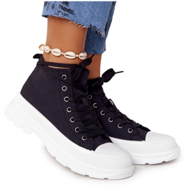 FB2 Baskets Hautes Femme Sur Une Grande Semelle Noir Trissy
