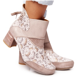 Bottes En Cuir Pour Femmes Sur Un Talon Maciejka Or Beige 03963-20 doré