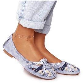 Ballerines en cuir pour femmes Maciejka Bleu 01358-45