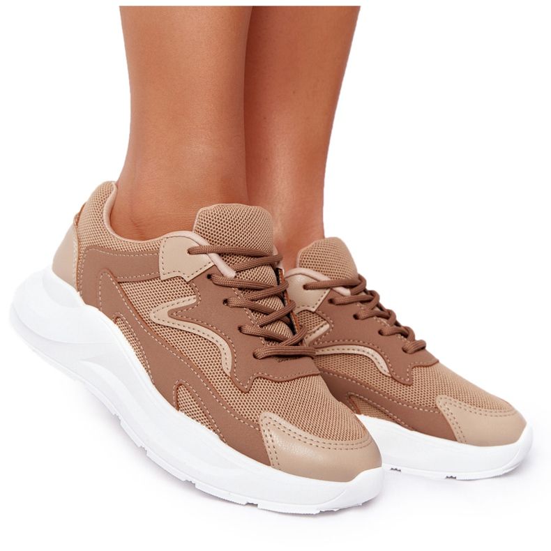 FB2 Baskets Femme Sur Large Semelle Marron Clair Delusion brun