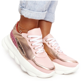 Chaussures de sport pour femmes sur la plate-forme lu boo rose doré