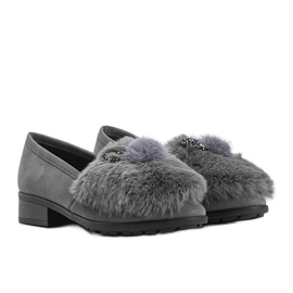 Chaussures femme grises avec fourrure Deasia