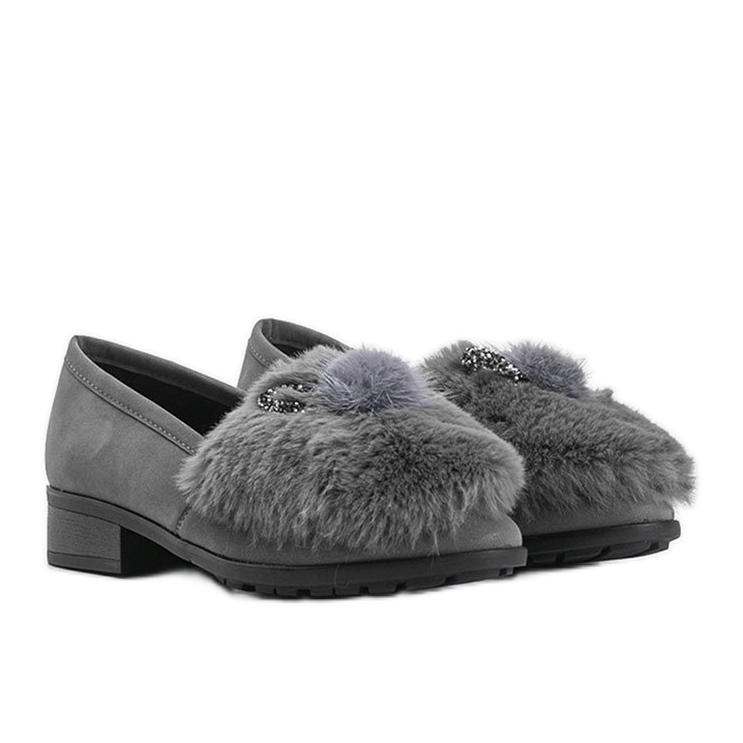 Chaussures femme grises avec fourrure Deasia