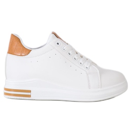 Ideal Shoes Baskets compensées de printemps blanc