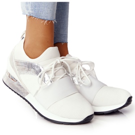 FB2 Chaussures de sport femme Sneakers Blanc et Argent Netta