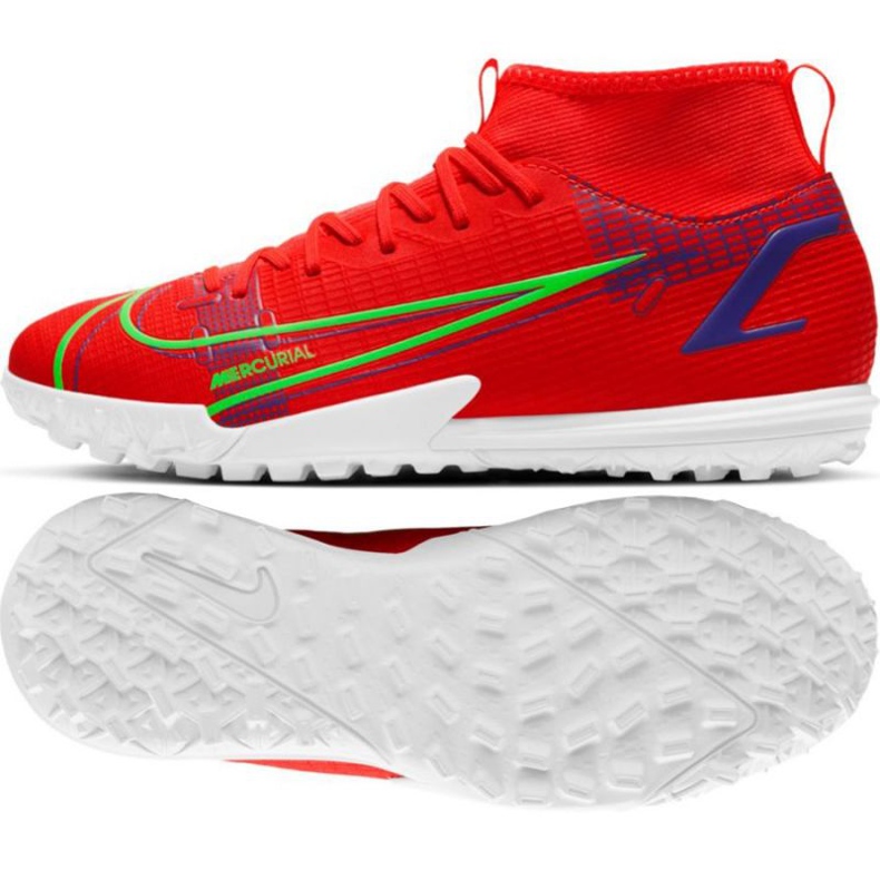 Chaussure de football Nike Mercurial Superfly 8 Academy Tf Jr CV0789 600 rouge oranges et rouges