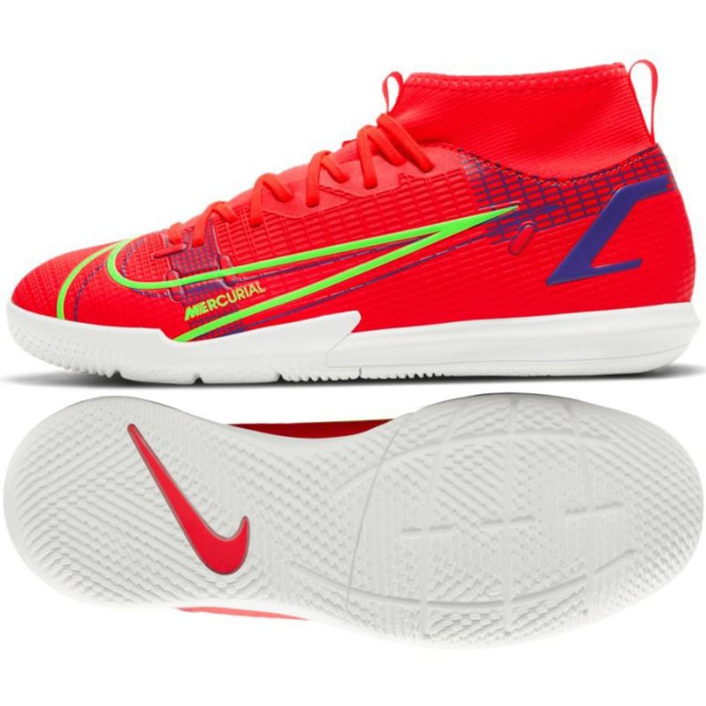 Nike Mercurial Superfly 8 Academy Ic Jr CV0784 600 chaussures de football rouge oranges et rouges