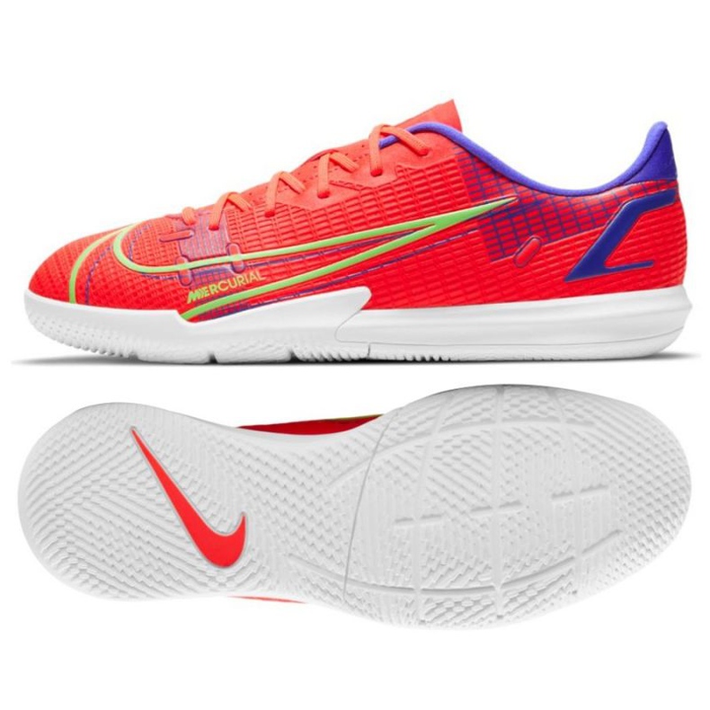 Nike Vapor 14 Academy Ic Jr CV0815 600 chaussures de football rouge oranges et rouges