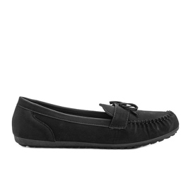 Mocassins noirs mats avec nœud Deborah
