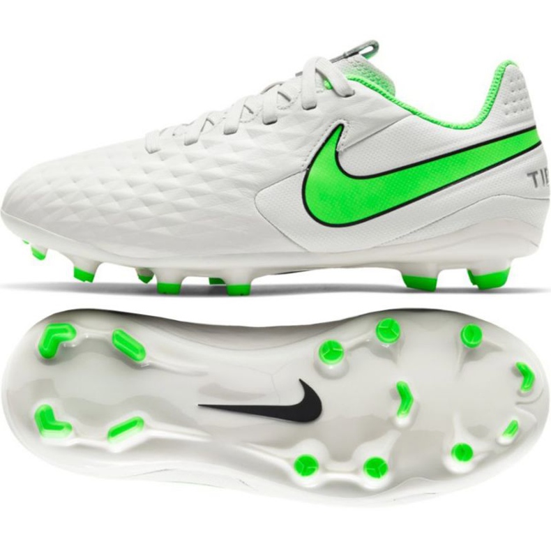 Nike Tiempo Legend 8 Academy Mg Jr AT5732 030 chaussures de football ivoire blanche