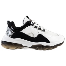 Ideal Shoes Baskets sur la plate-forme noire blanche