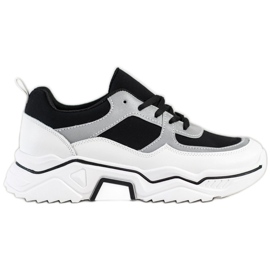SHELOVET Baskets de sport confortables blanc noir argent
