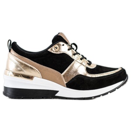 Baskets en cuir noir et or VINCEZA doré