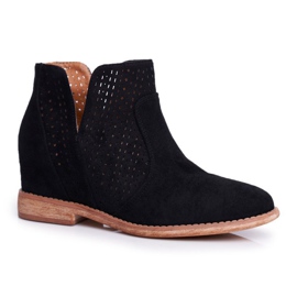 S.Barski Boots ajourées sur un coin S. Bararski Noir le noir
