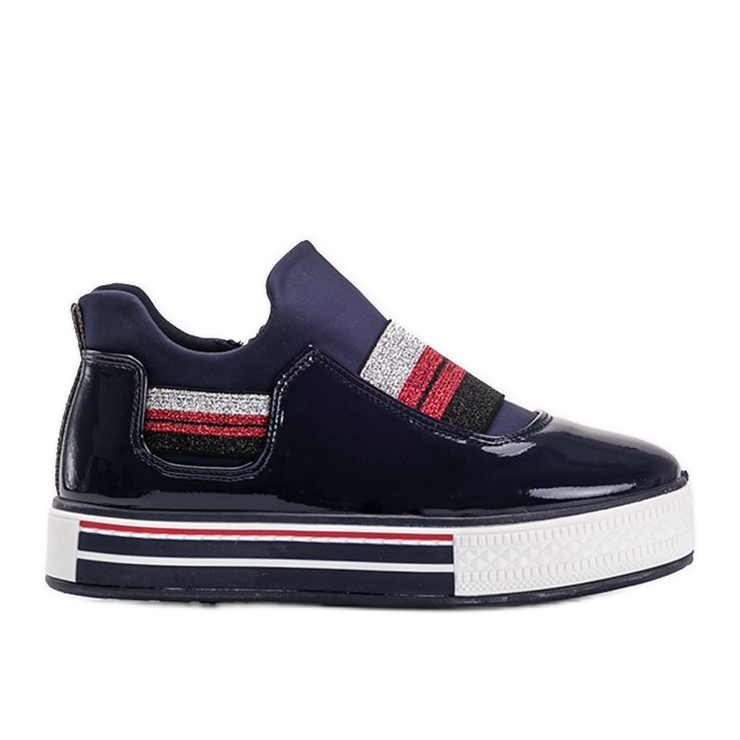 Baskets Kaitlynn laquées bleu marine