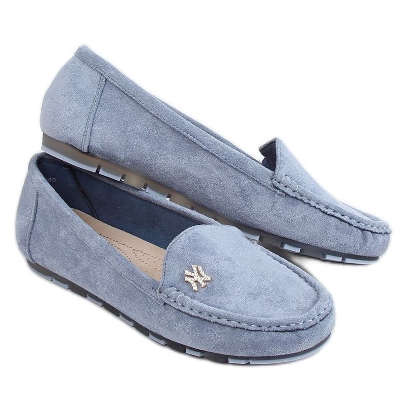 Bleu Mocassins Femme GS13P Bleu