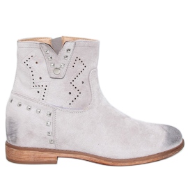Boots ajourées grises à talon caché NC1126 Gris