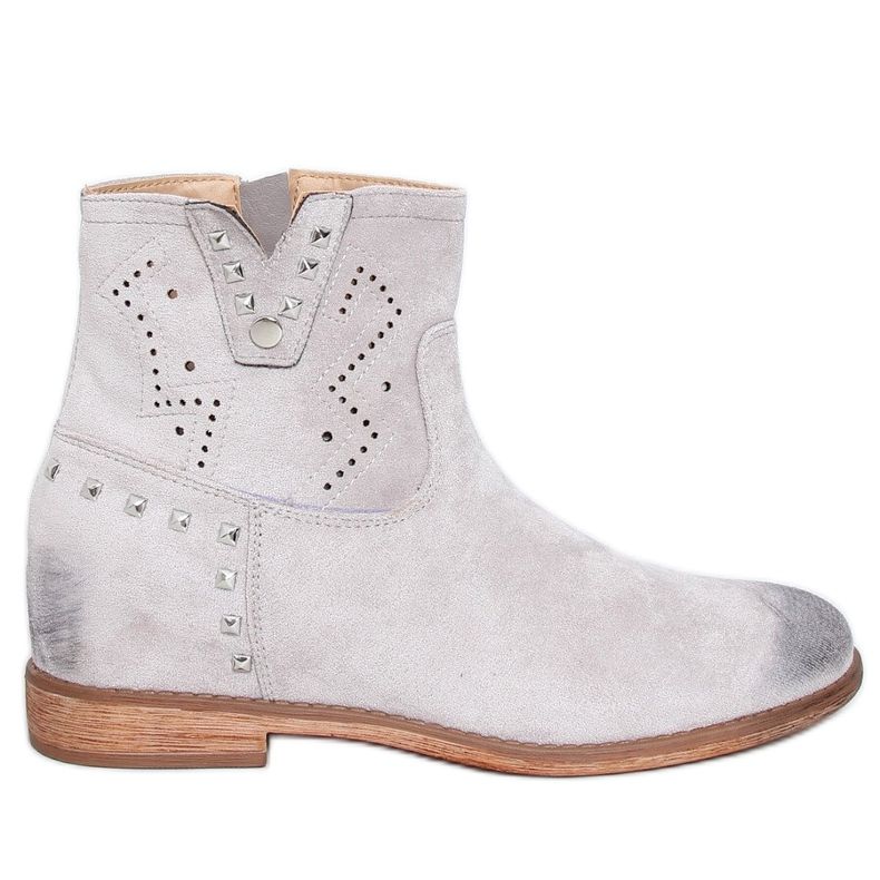 Boots ajourées grises à talon caché NC1126 Gris