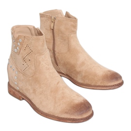 Boots ajourées à talon caché beige NC1126 Beige