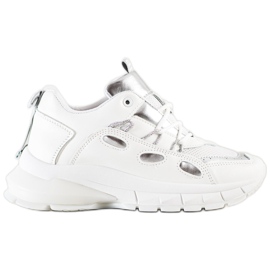 SHELOVET Baskets élégantes en cuir écologique blanc