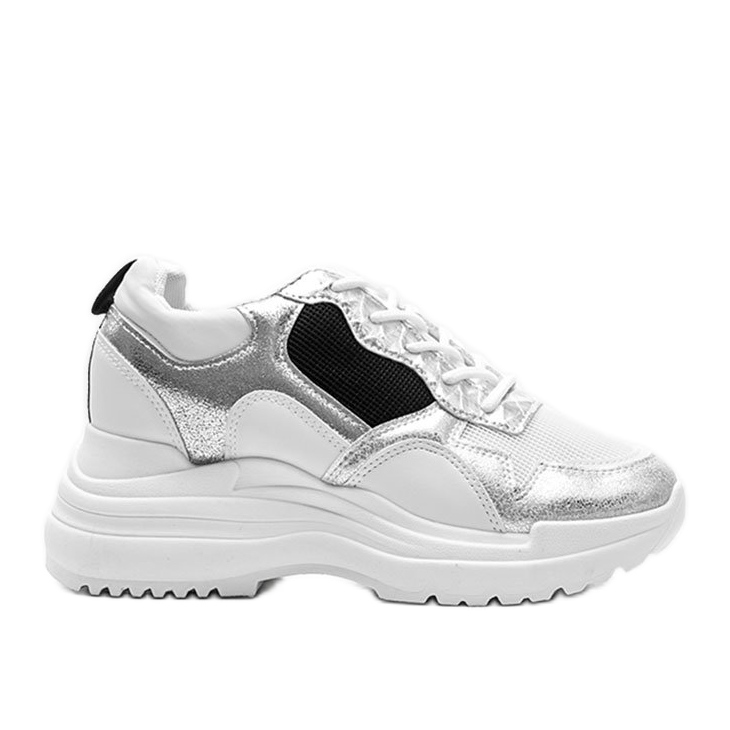 Baskets blanches sur le coin Alexandra le noir argent