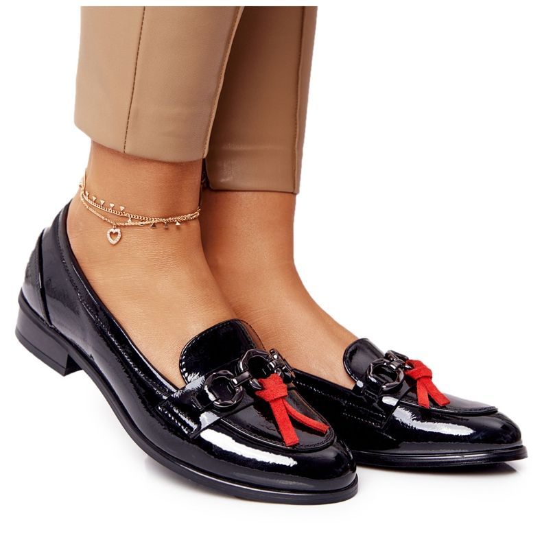 Mocassins Élégants Pour Femmes Vinceza 10585 Laqué Noir le noir rouge Mocassins Élégants Pour Femmes Vinceza 10585 Laqué Noir le noir rouge