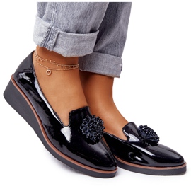 Chaussures Élégantes Sur Compensée Vinceza 10580 Laqué Noir