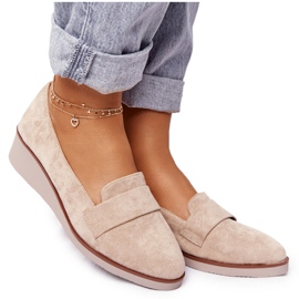 Chaussures Compensées Élégantes Vinceza 10599 Daim Beige