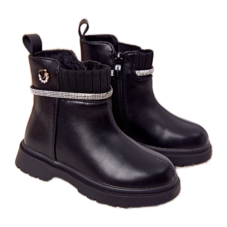 Apawwa Bottes Enfant À Paillettes Noir Toffees le noir