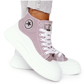 Baskets Hautes Pour Femmes Sur La Plateforme Grise Nice Girl blanc
