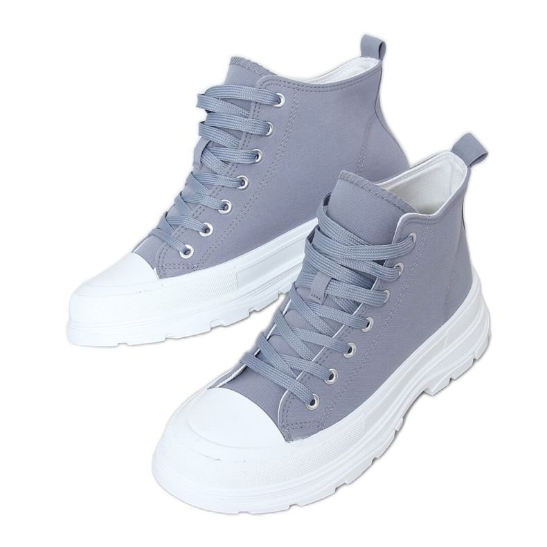 Baskets femme grises LA123 bleu
