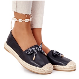 S.Barski Espadrilles S. Barski Noires Sur Semelle De Paille