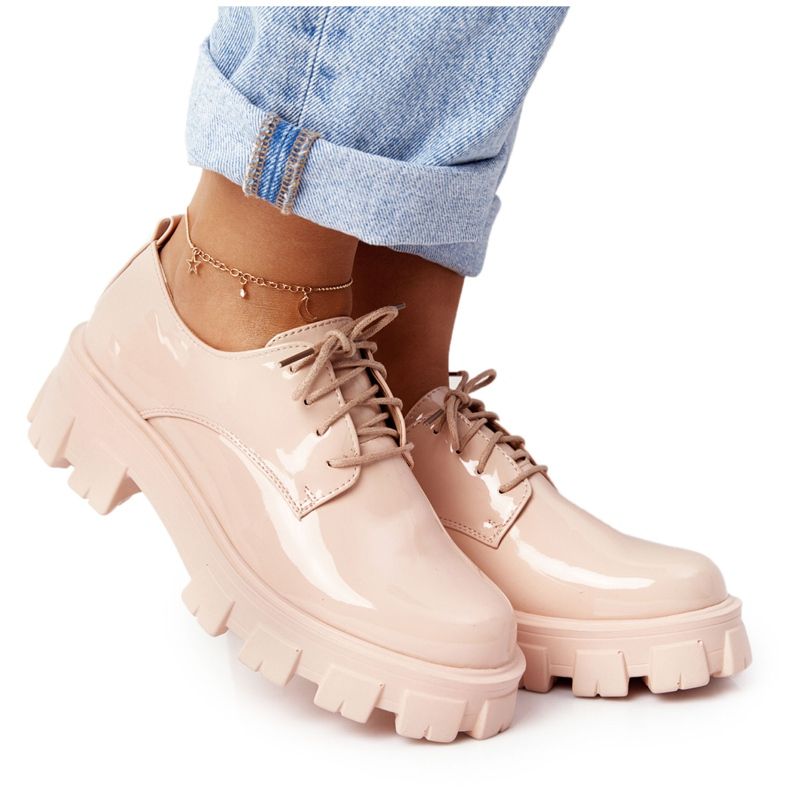 PS1 Richelieus pour femmes sur la plateforme Nude Imogen beige rose