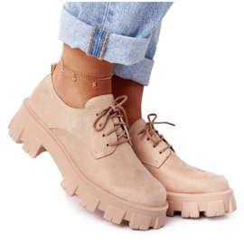 PS1 Chaussures Oxfords pour femmes en daim sur la plate-forme nue Imogen beige rose