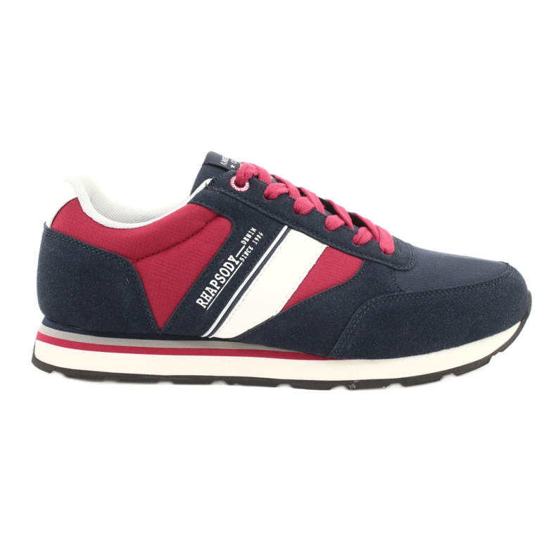 Chaussures de sport pour hommes American club RH14 blanche rouge bleu marin