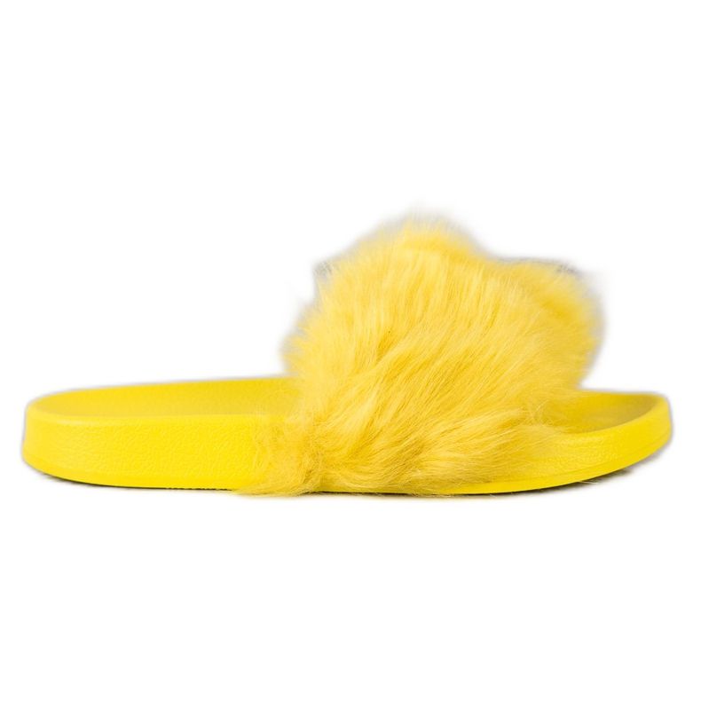 SHELOVET Pantoufles En Caoutchouc Avec Fourrure jaune