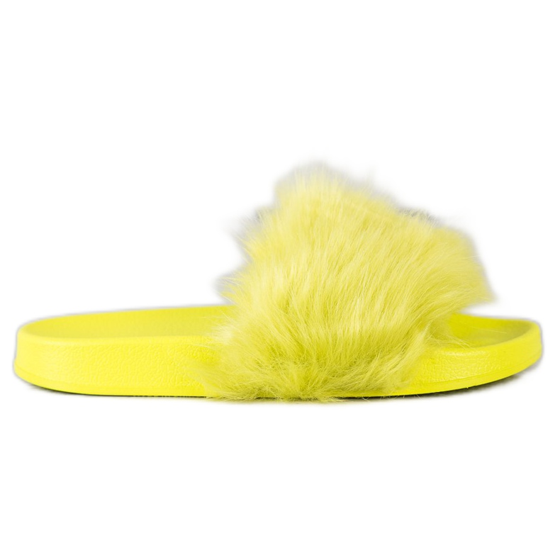 SHELOVET Pantoufles En Caoutchouc Avec Fourrure vert jaune