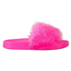 SHELOVET Pantoufles En Caoutchouc Avec Fourrure rose